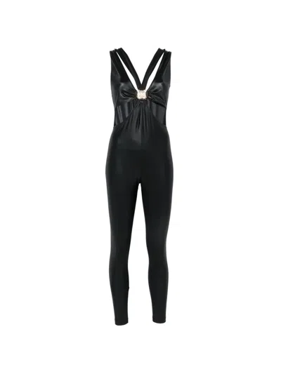 Mazzei Cut-out Logo-plaque Jumpsuit In Black