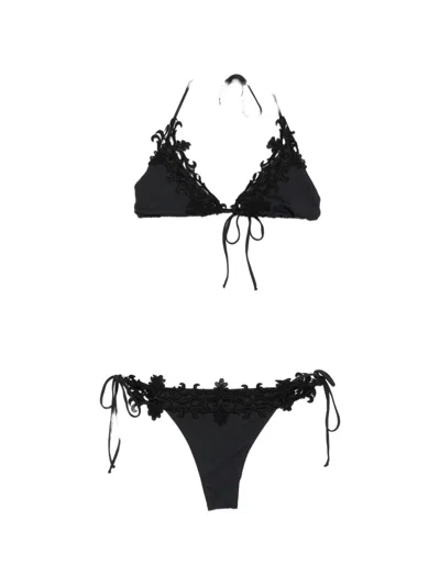 Mazzei Embroidered-trim Bikini In Black