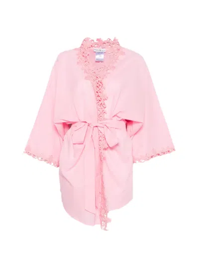 Mazzei Embroidered-trim Kimono In Pink