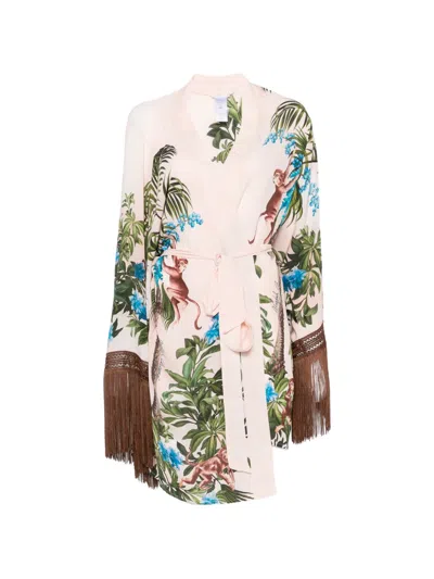 Mazzei Fringed Kimono In Pink