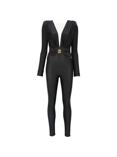 Mazzei Logo-plaque V-neck Jumpsuit In Black
