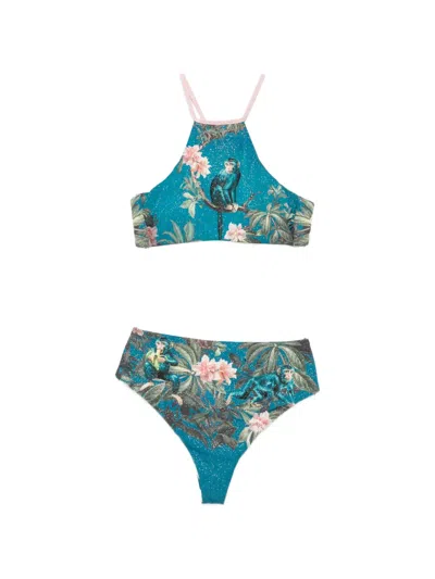 Mazzei Monkey-print Bikini In Blue