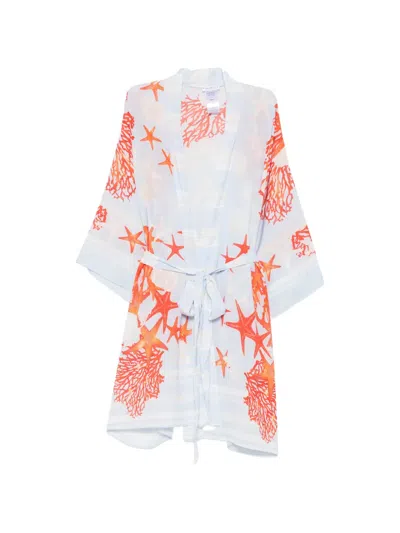 Mazzei Starfish-print Wrap Coat In Multi