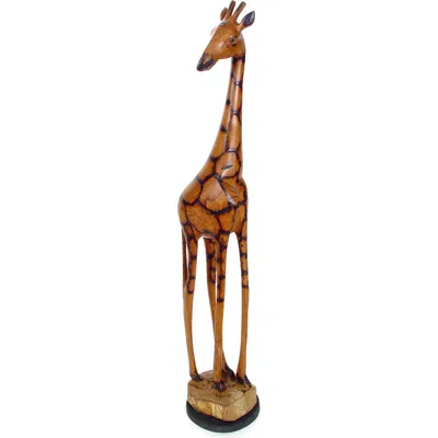 Mbare 16' Olivewood Giraffe In Brown