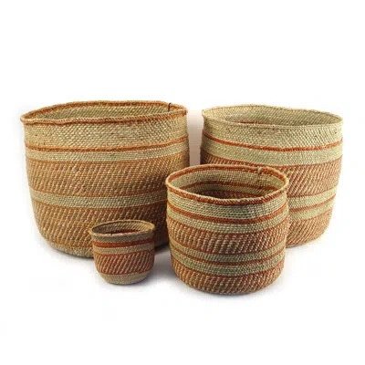Mbare Auburn Stripe Iringa Basket In Orange