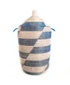 Mbare Dou Lid Storage Basket Stripe Blue In Blue