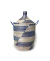 Mbare Dou Lid Storage Basket Stripe Blue Medium Storage In Blue