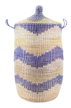 Mbare Dou Lid Storage Basket Chevron In Blue