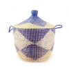 Mbare Dou Lid Storage Basket Chevron Low Storage In Navy, White, Natural