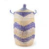 Mbare Dou Lid Storage Basket Chevron In Navy, White, Natural