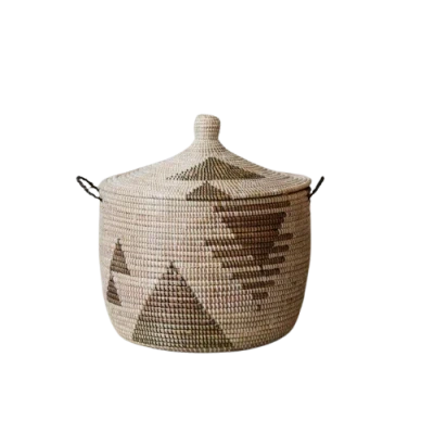 Mbare Dou Lid Storage Basket Graphic Print Low Storage In Black And White