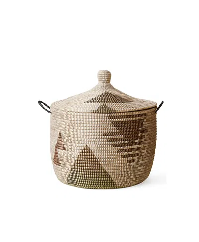 Mbare Dou Lid Storage Basket Graphic Print Low Storage In Brown