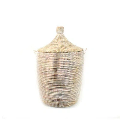 Mbare Dou Lid Storage Basket Monochrome Medium Storage In White