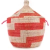 Mbare Dou Lid Storage Basket Stripe Red Low Storage In Red Stripe