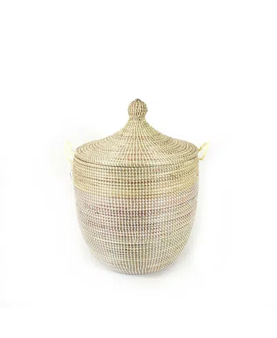Mbare Dou Lid Storage Basket Two-tone Medium Storage In Neutral