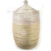 Mbare Dou Lid Storage Basket Two-tone In Natural And White