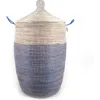 Mbare Dou Lid Storage Basket Two-tone In Navy And White