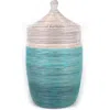 Mbare Dou Lid Storage Basket Two-tone In Turquoise And White