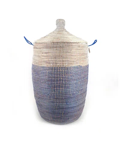 Mbare Dou Lid Two Tone Storage Basket In Blue