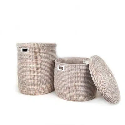 Mbare Flat Lid Basket In White