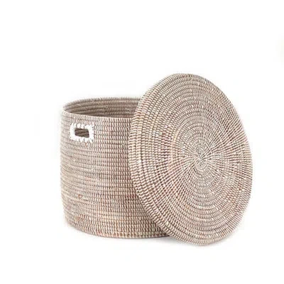 Mbare Flat Lid Floor Basket In White