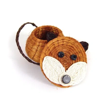 Mbare Fox Lidded Basket In Beige