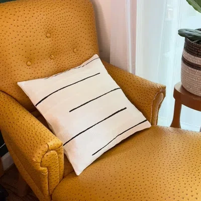 Mbare Geometric Cotton Pillow Cover In White
