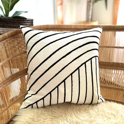 Mbare Geometric Cotton Pillow Cover In White