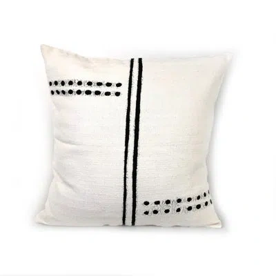 Mbare Geometric Cotton Pillow Cover In White