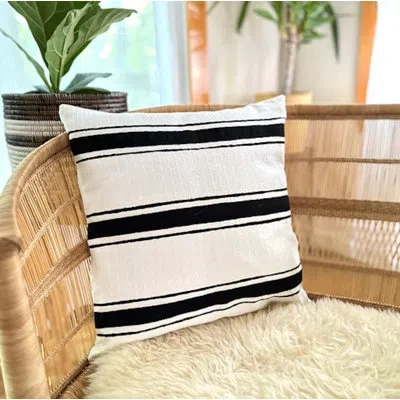 Mbare Geometric Cotton Pillow Cover In White