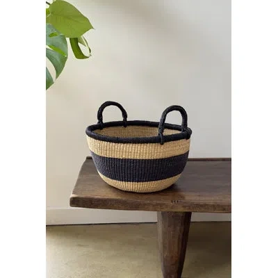 Mbare Handwoven Bolga Basket - Round In Black
