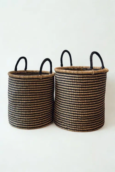 Mbare Handwoven Hamper In Natural W/ Black