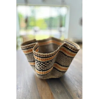 Mbare Handwoven Wave Basket In Beige