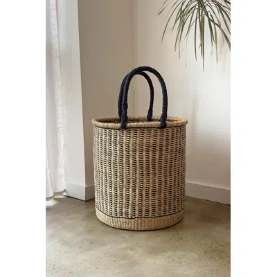 Mbare Horizontal Dashes Laundry Hamper In Black