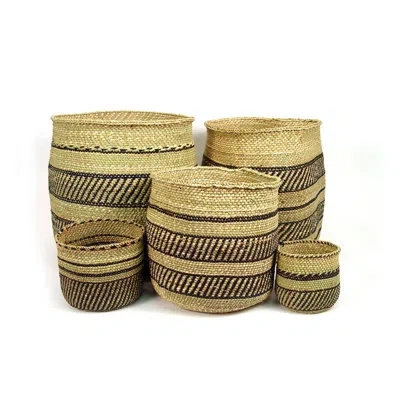 Mbare Iringa Woven Basket With Black Stripe