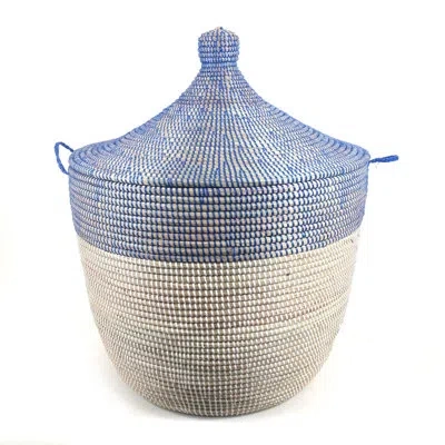 Mbare Low Storage Two-tone Basket In White,purple