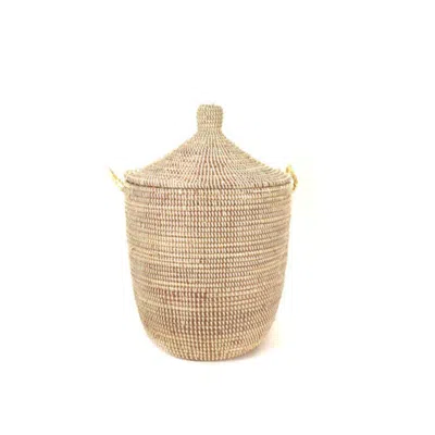 Mbare Ltd Dou Lid Storage Basket Monochrome Natural In Brown
