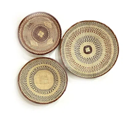 Mbare Ltd Tonga Wall Decor Basket Set Of 3 In Animal Print