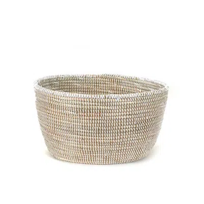Mbare Ltd White Oval Basket In Neutral