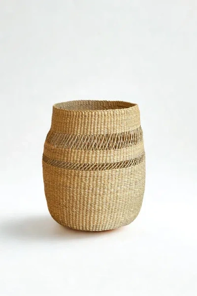 Mbare Mixed Weave Natural Planter Basket In Brown