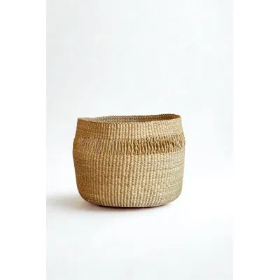 Mbare Mixed Weave Planter Basket In Beige