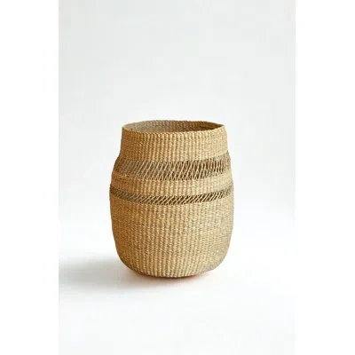 Mbare Mixed Weave Planter Basket In Beige
