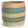 Mbare Turquoise Stripe Iringa Basket In Turquoise Stripe