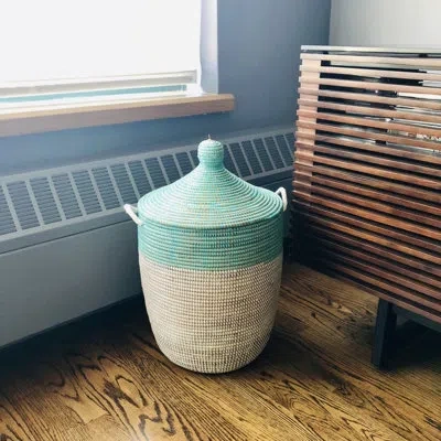 Mbare Two-tone Basket In White,blue