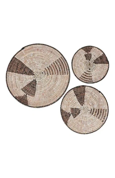 Mbare Wall Basket Graphic Print Black And White Set Of 3 In Brown