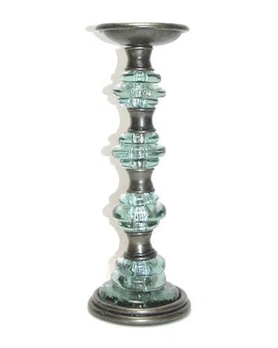Mbi Home Decor Mbi Home Décor Crystal Wrought Iron And Glass Candlestick In Green