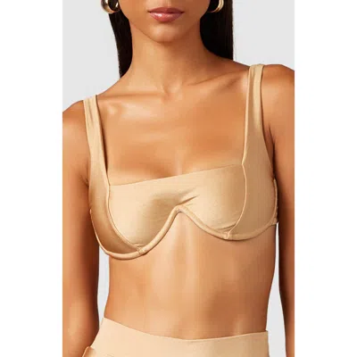 Mbm Swim Chance Bikini Top In Brown