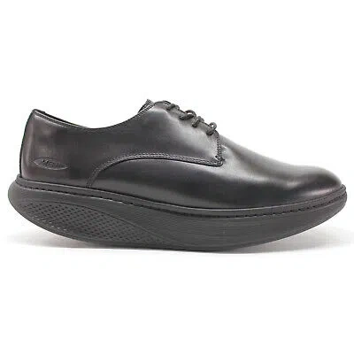 Pre-owned Mbt Mens Shoes Kabisa 2 Casual Lace-up Low-profile Leather In Black
