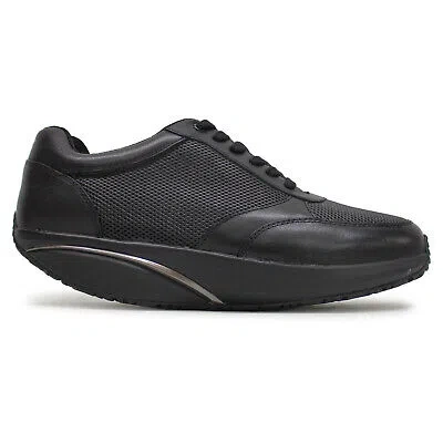 Pre-owned Mbt Womens Trainers Nafasi 5 Casual Lace-up Low-top Sneakers Nappa Leather In Black Black