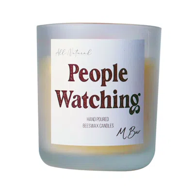 Mbur Candle Co. Neutrals People Watching- Scented Hand Poured Beeswax Candle In Orange/yellow